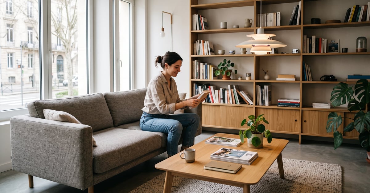 Aménagement intérieur moderne avec décoration épurée et ambiance lumineuse dans un salon contemporain