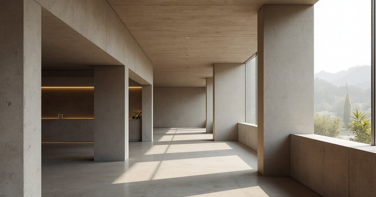 Façade en béton brut d'un bâtiment brutaliste avec formes géométriques massives — architecture brutalisme