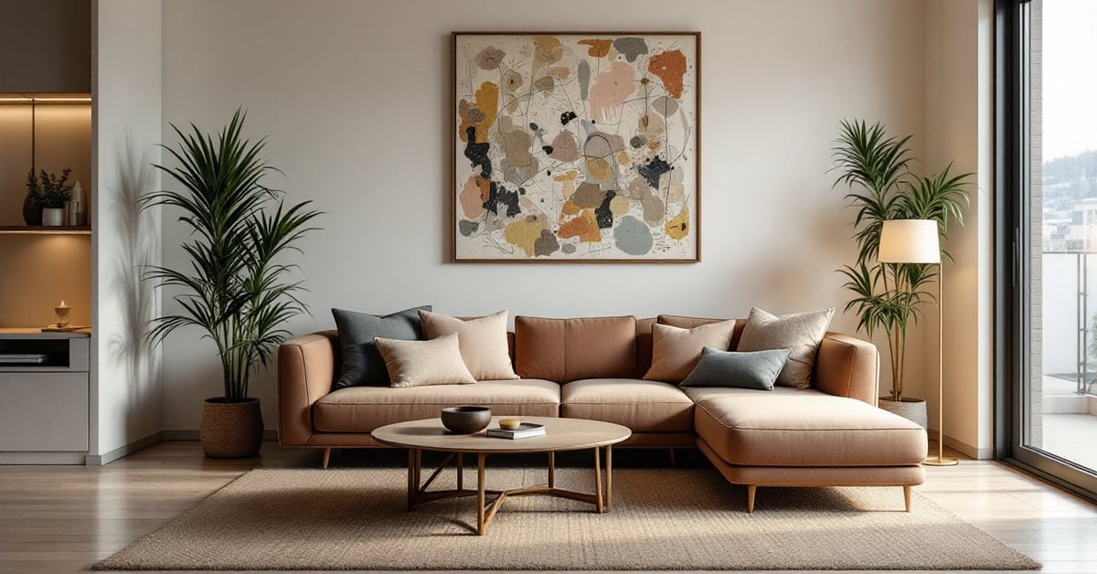 Intérieur moderne et lumineux avec une décoration élégante et épurée, photographié en lumière naturelle