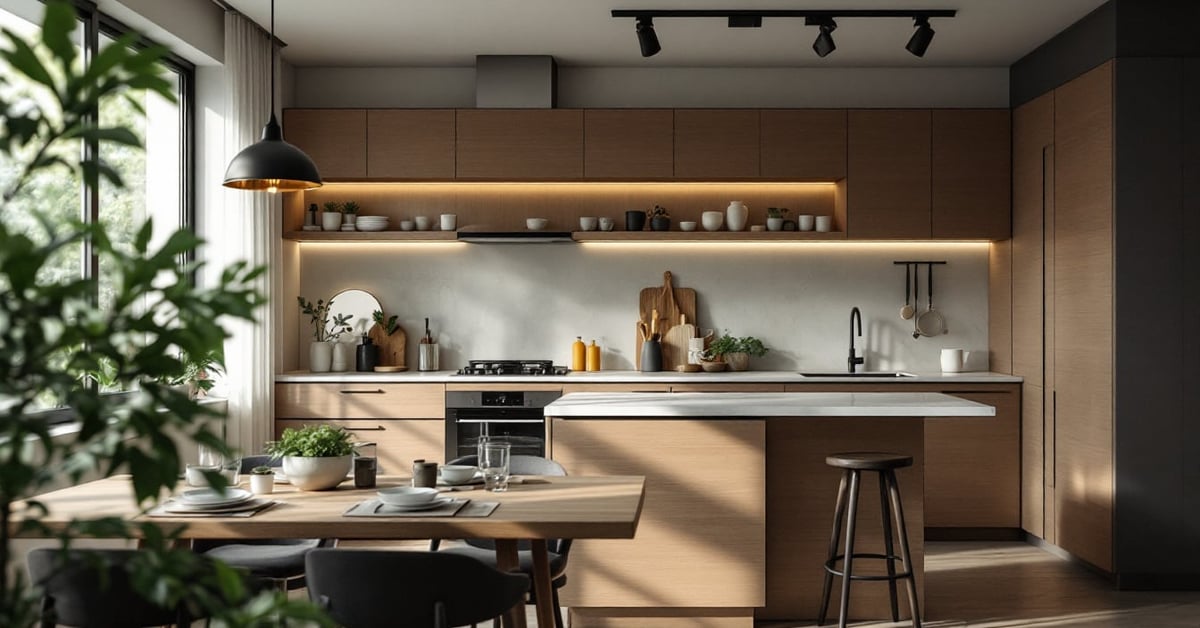 Aménagement intérieur placard cuisine avec rangements optimisés, tiroirs et étagères bien organisés